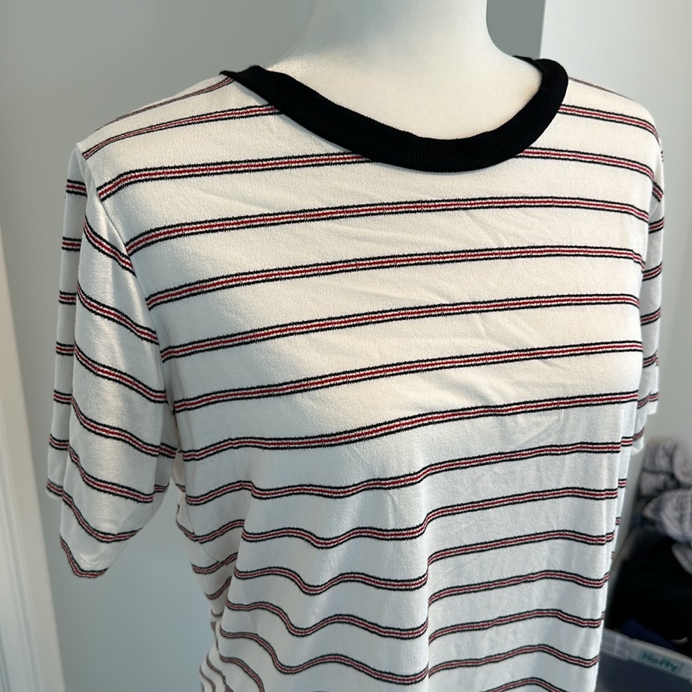 Michael Lauren | Red & Black Stripe Tee - Picture 2 of 4